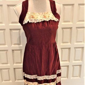 Velvet Maxi Bohemian Dress Tiered Embroidered size 6